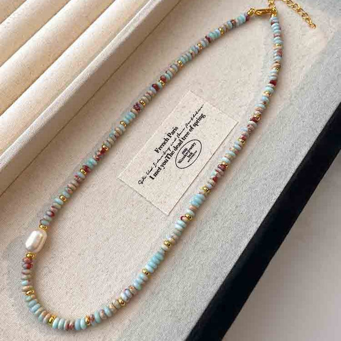 Wholesale Light luxury patchwork necklace with a high-end feel, pearl collarbone necklace, layered design accessories