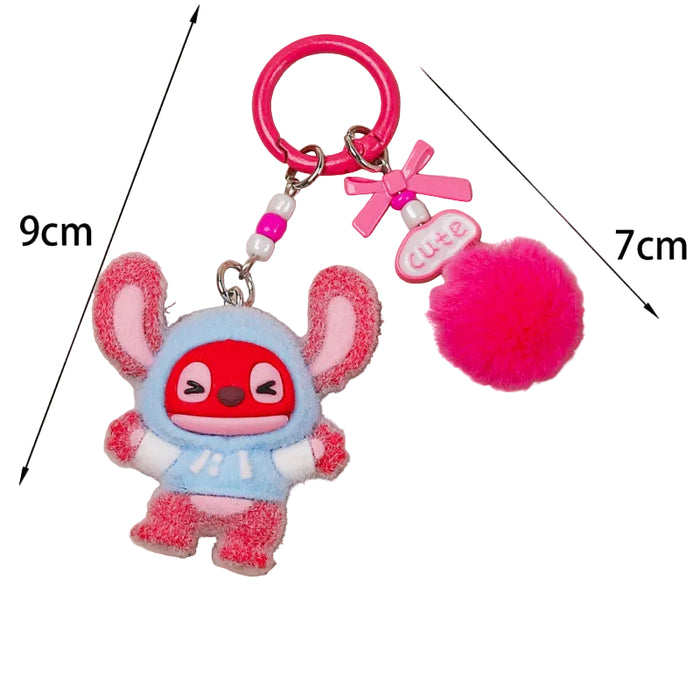 Wholesale Cute cartoon character flocked keychain