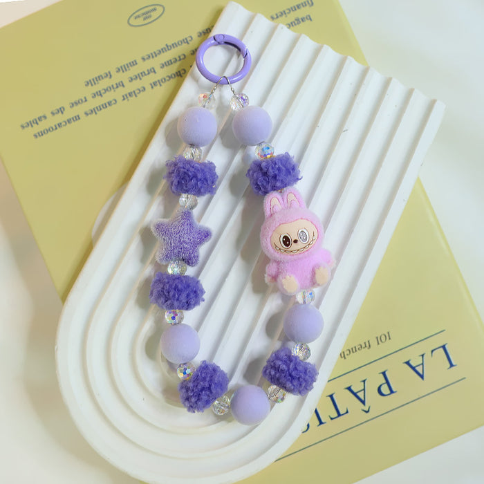 Wholesale Plush doll bag keychain pendant flocking doll cute grain mobile phone accessories for women