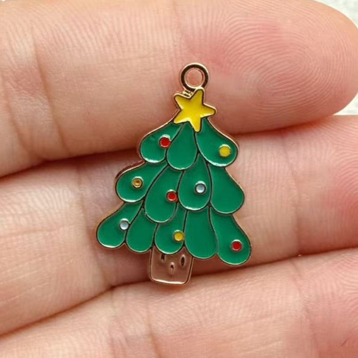 Wholesale 10pcs New oil-drip Christmas-themed alloy accessories  cartoon snowman  reindeer,   DIY pendant accessories