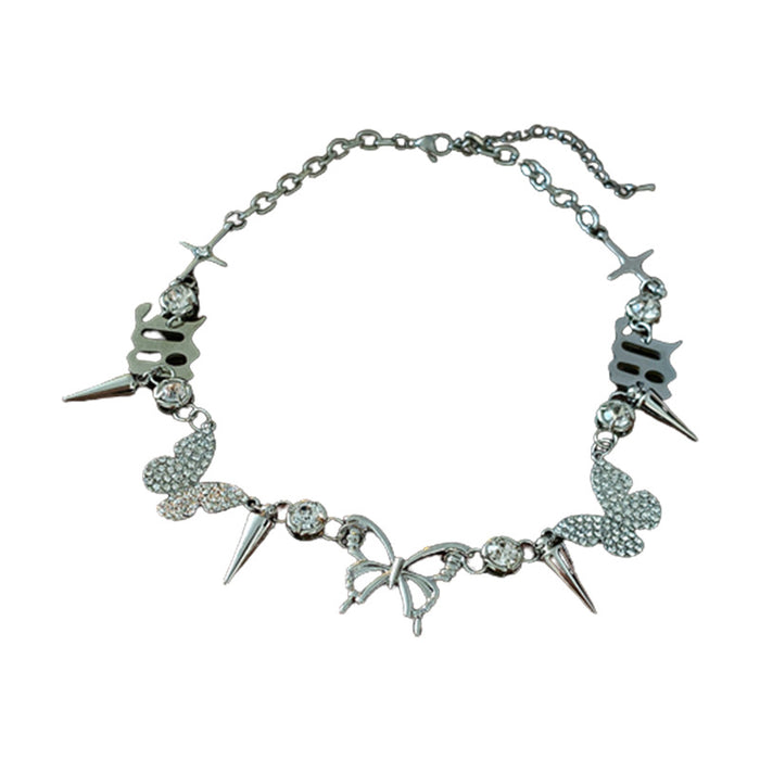 Wholesale Titanium Steel Zircon Star Butterfly Necklace JDC-NE-PingY004