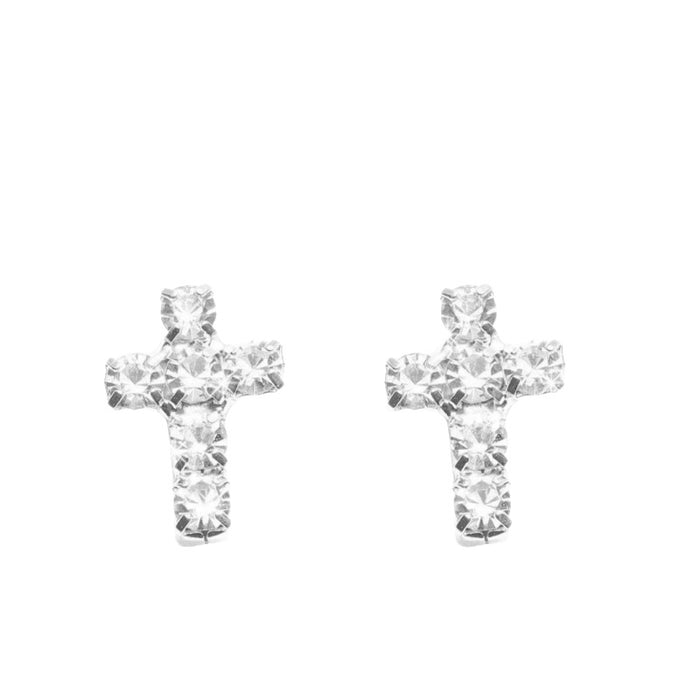 Wholesale Full Diamond Cross Earrings for Women Small Earrings Rhinestone Earrings