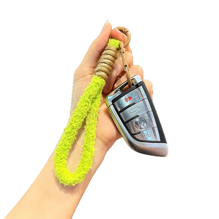 Wholesale Plush Braided Keychain with Colorful Tassel Fashion Phone Strap MOQ≥2