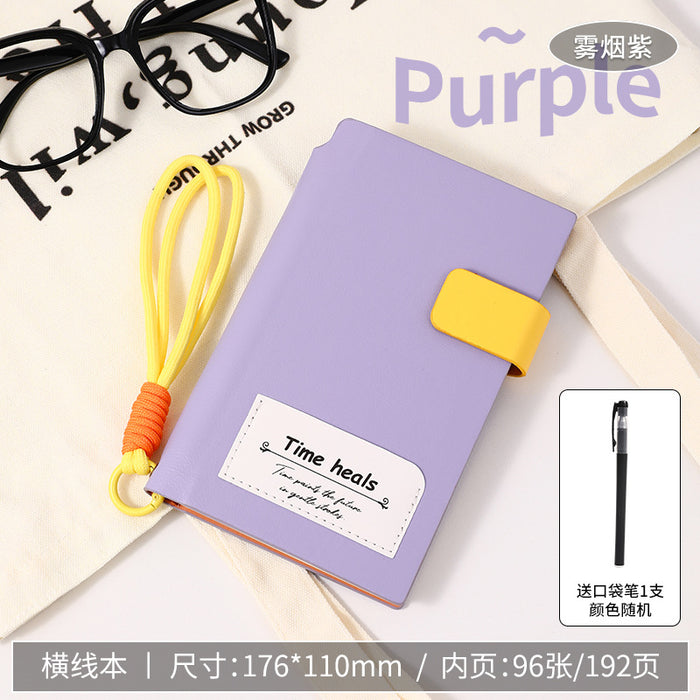 Wholesale Cartoon Lanyard Notebook A6 Portable Pocket Journal with Imitation Leather Cover DIY Accessory