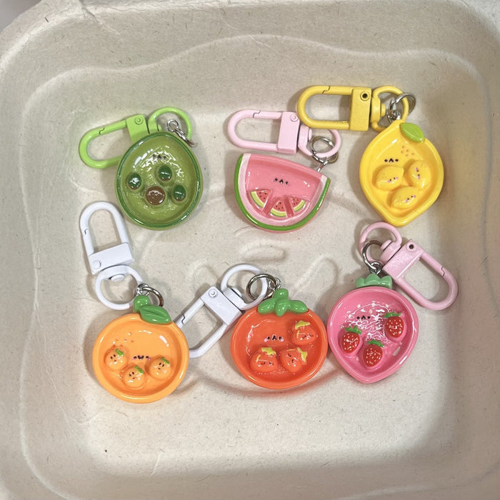 Wholesale Cute Fruit and Vegetable Plate Keychain Cartoon Girl Heart Bag Pendant