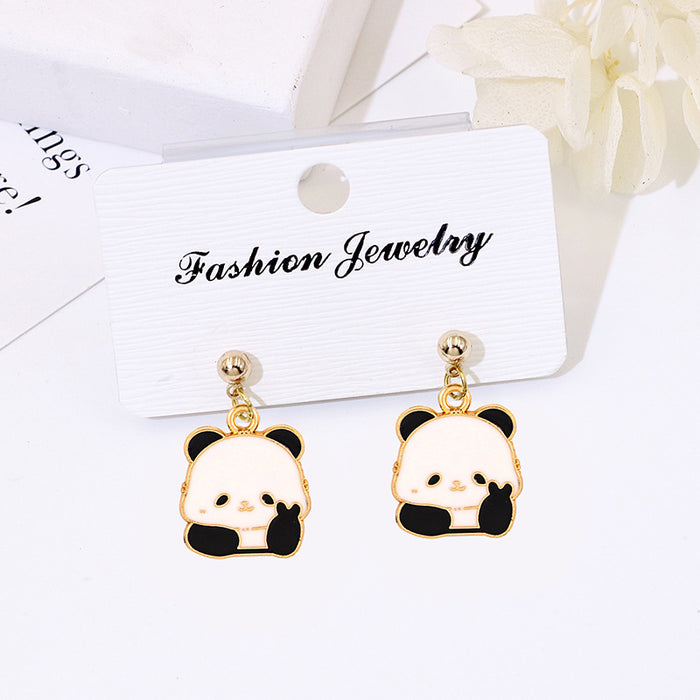 Wholesale Cartoon Panda Ethnic Style Earrings S925 Silver Needle Fashion Accessory Gift MOQ≥2