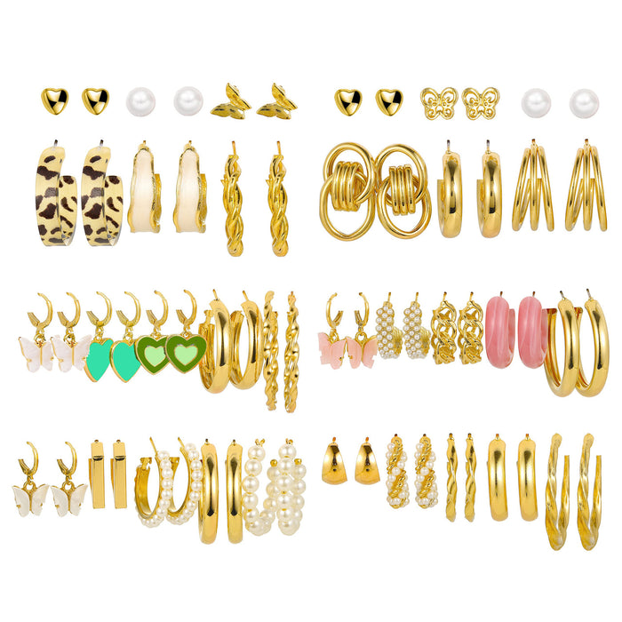 Wholesale Alloy Geometric Pearl Earrings Set JDC-ES-HaoZ002