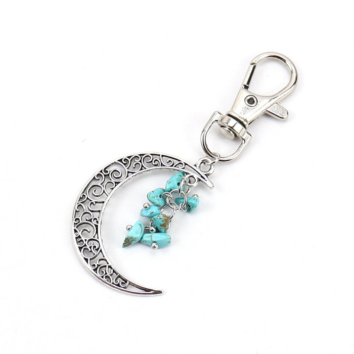 Wholesale Moon Crushed Stone Grape Skewer Natural Crystal Raw Stone Keychain Keychain K42 JDC-KC-HXu001