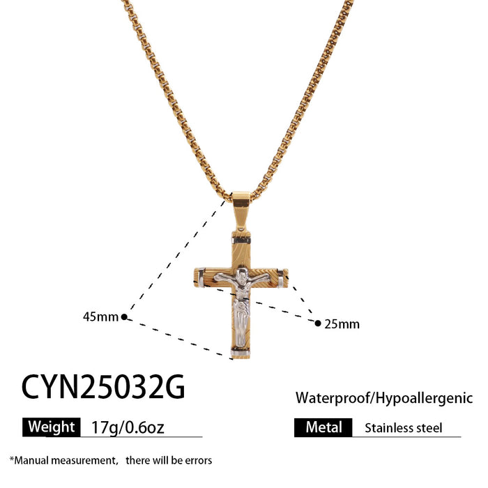 Wholesale New Titanium Steel Retro Cross Pendant Necklace Sweater Chain