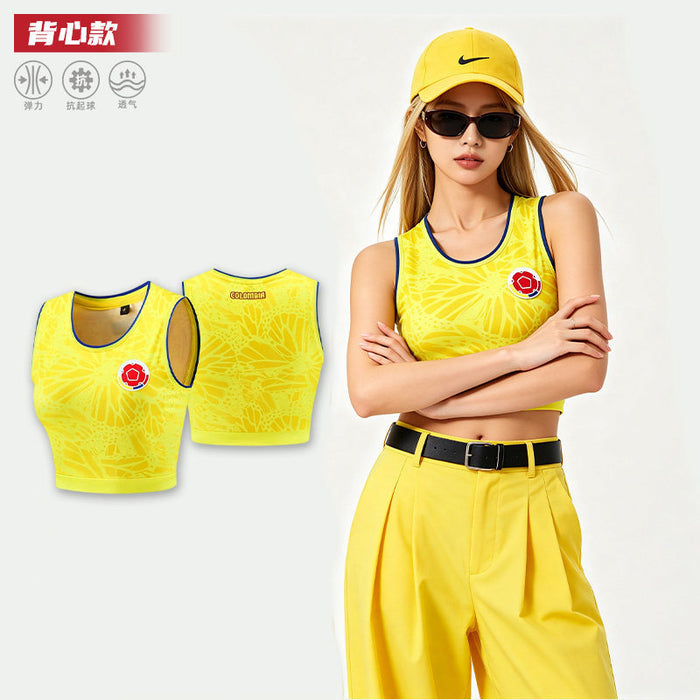Wholesale World Cup National Team Football Girls Crop Top Short-Sleeve Sports Vest