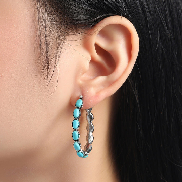 Wholesale Vintage Western style turquoise earrings with personalized U-shaped turquoise earrings