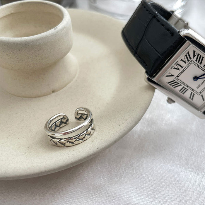 Wholesale Pure silver double-layer open ring, fashionable and personalized, simple and luxurious
