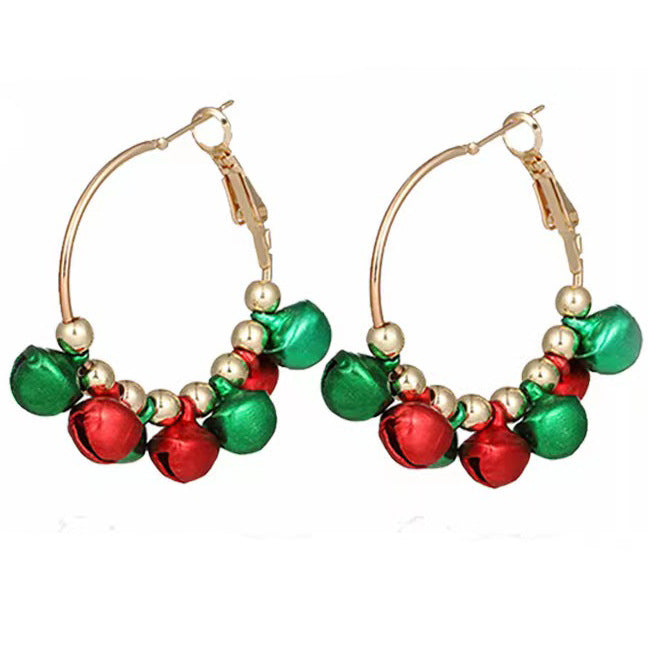 Wholesale Christmas Cartoon Christmas Tree Bell Light Bulb Snowflake Alloy Earrings JDC-ES-ManTi003