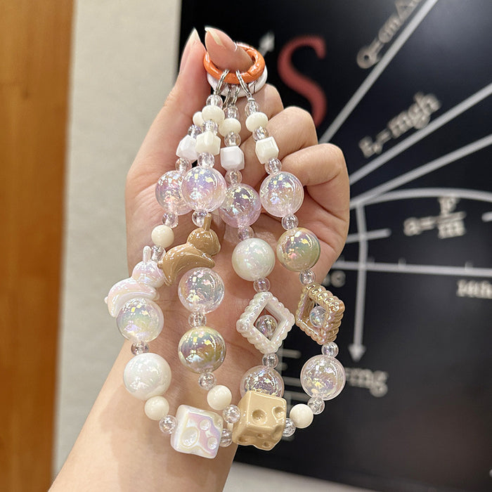 Wholesale Creative acrylic bead keychain bracelet key pendant mobile phone chain bead jewelry DIY