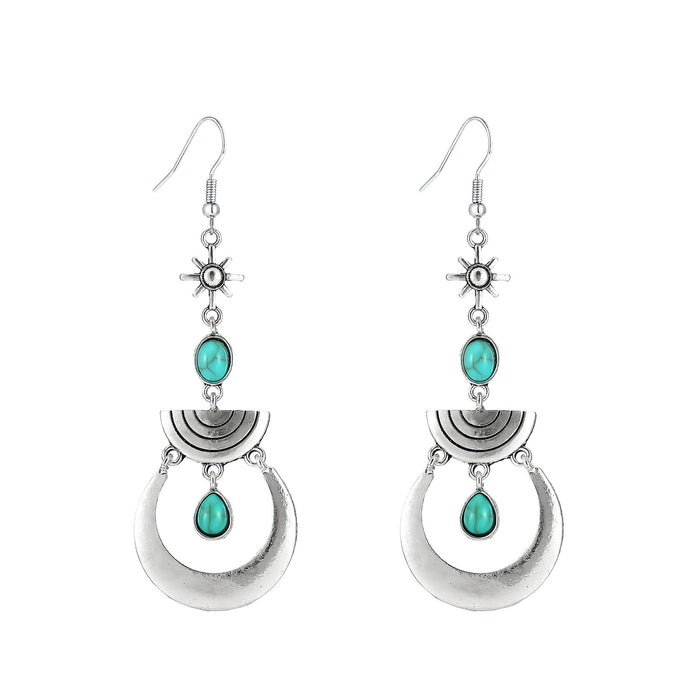 Wholesale 2pcs Retro Bohemian Style Turquoise Earrings