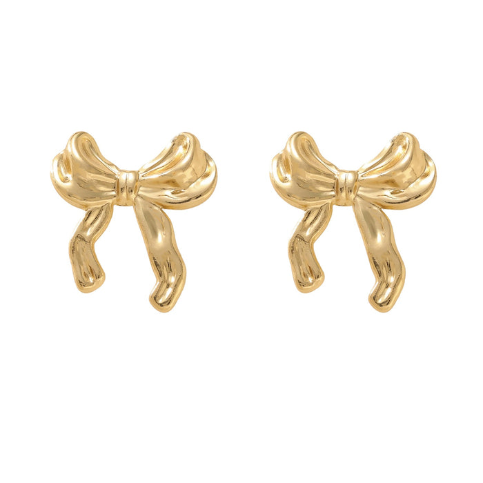 Wholesale Stainless Steel Earrings Bow Versatile 18K Gold Earrings for Women