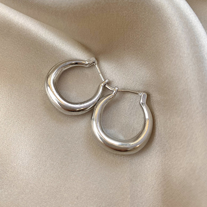 Wholesale New smooth circle earrings with light luxury, fashionable simplicity, high-end feel, niche design personality