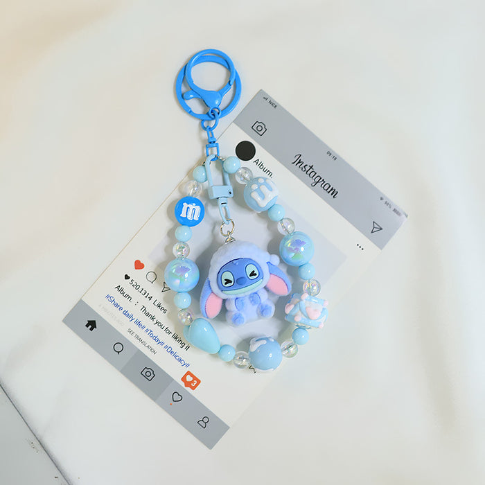 Wholesale Cartoon Plush Bag Beaded Chain Pendant Streaming Cute Doll Student Keychain Accessory