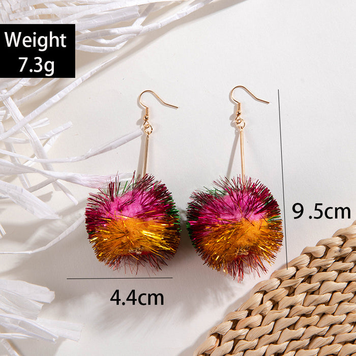Wholesale Christmas Pom Pom Earrings - Cute Colorful Glitter Earrings for Women Fashion Accessory Resale MOQ≥2