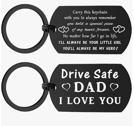 Wholesale Father's Day keychain stainless steel electroplating laser marking engraving