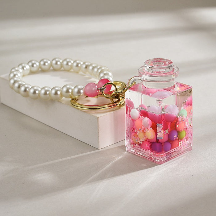 Wholesale Acrylic Bead-Filled Oil Bottle Pendant Keychain