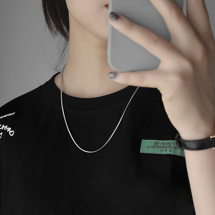 Wholesale Accessories: Snake bone chain necklace, niche trendy brand, thin men's unisex, versatile titanium steel neck, men's collarbone, sweater chain