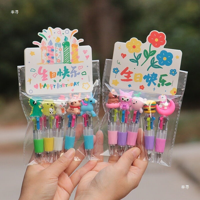 Wholesale Cartoon Animal Ballpoint Pen Set for Kids Birthday Gift Office