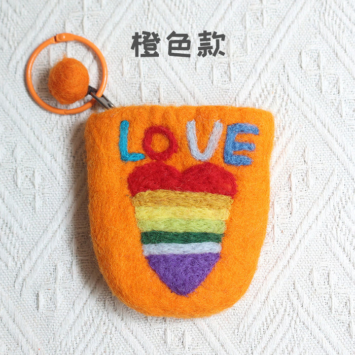 Wholesale Wool Felt Soft Cute mini Coin Purse Bus Card Bag Cute Smiley