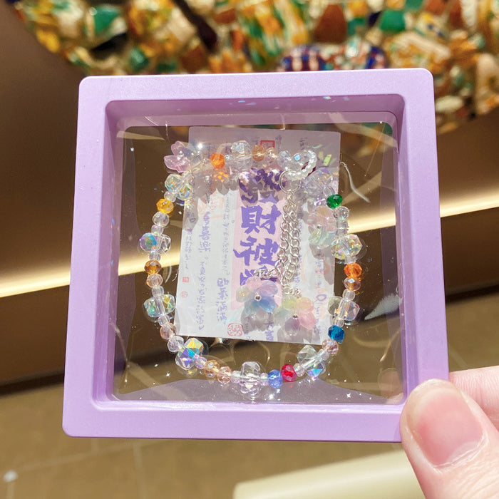 Wholesale Pink Flower Imitation Crystal Bracelet Stylish Gift Jewelry Accessory MOQ≥3
