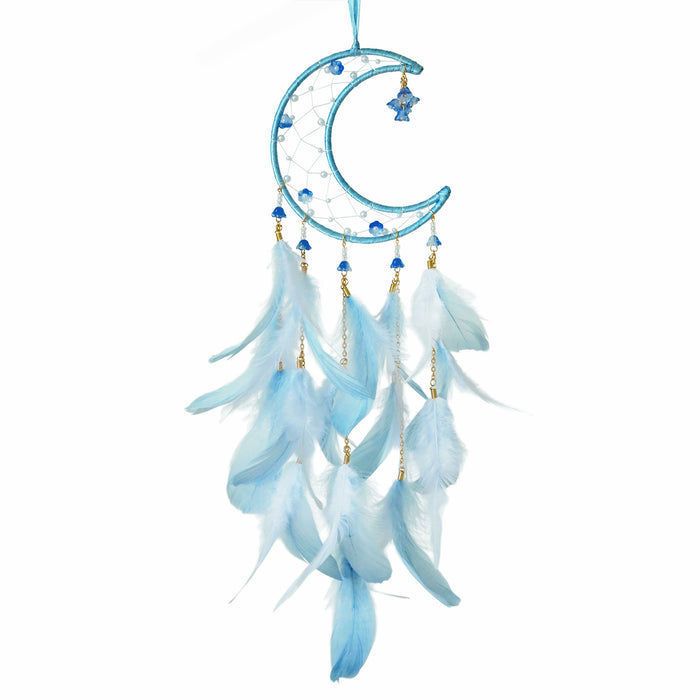 Wholesale Handmade Moon Feather Dream Catcher Macaron Color Decorative Wall Hanging MOQ≥2