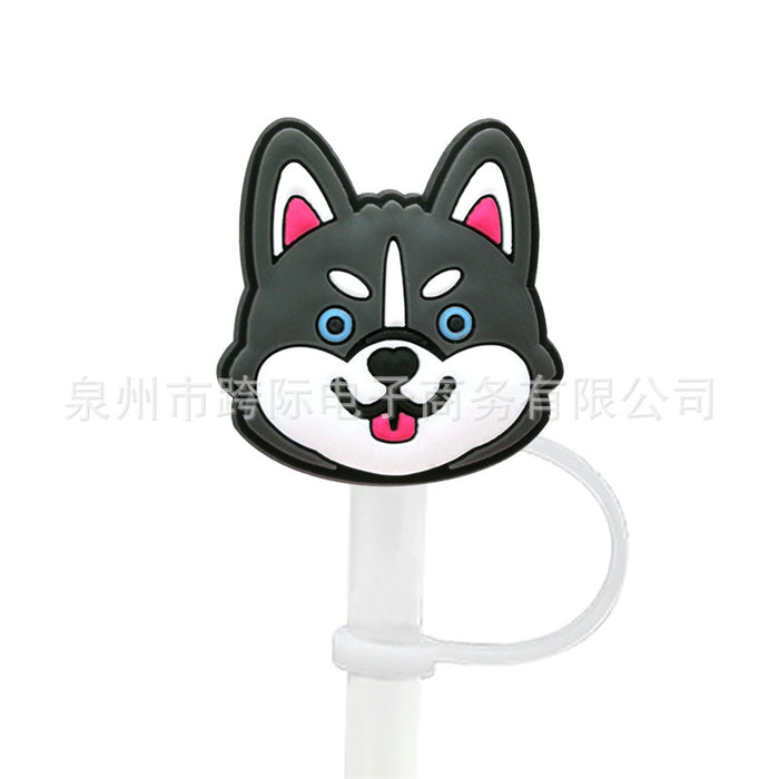 Wholesale 10pcs Silicone Cartoon Puppy Straw Cover JDC-SCR-KuaJ007