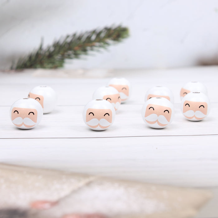 Wholesale 50PCS Santa Claus Smiley Face Wooden Beads JDC-BDS-TianYue016