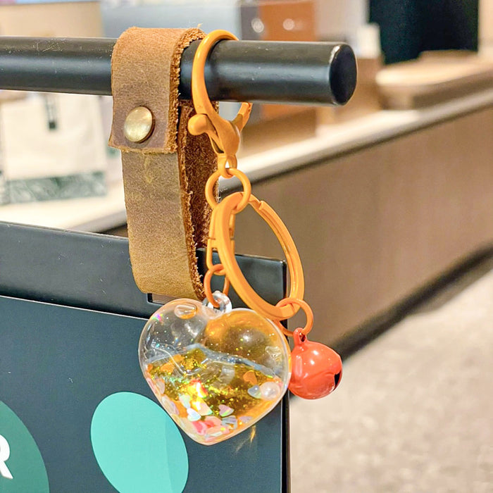 Wholesale Creative Oil Pearl Love Sparkle Keychain Sand Bottle Pendant