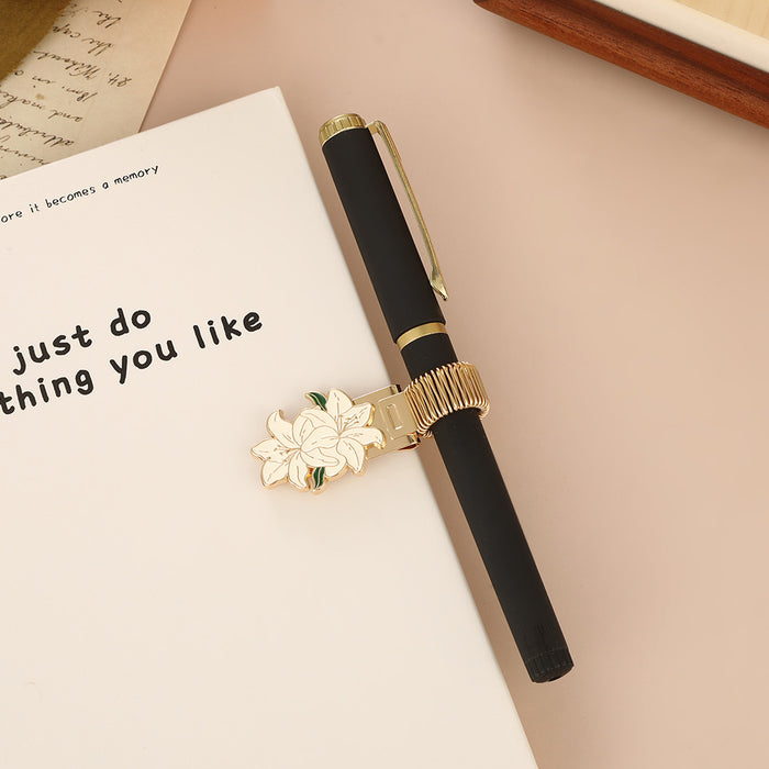Wholesale Metal Pen Clip with Spring Flower Design Notebook Accessory MOQ≥5