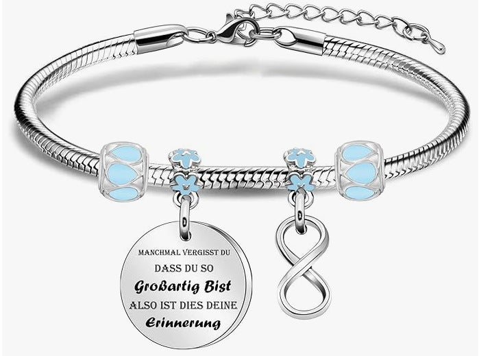 Wholesale Stainless steel chain bracelet with hollowed out heart-shaped circular hanging tag, engraved pendant, diamond inlaid butterfly pendant, stainless steel bracelet