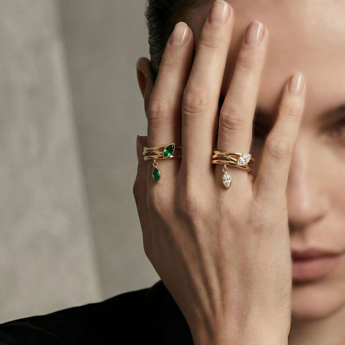 Wholesale Light Luxury Diamond-Embellished Twining Vine Ring