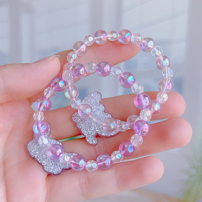 Wholesale 5 pcs Cute pink and purple cartoon beaded bracelet