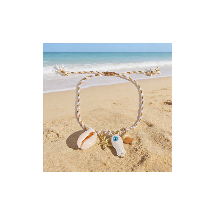Wholesale Shell Starfish Colorful Cord Bracelet