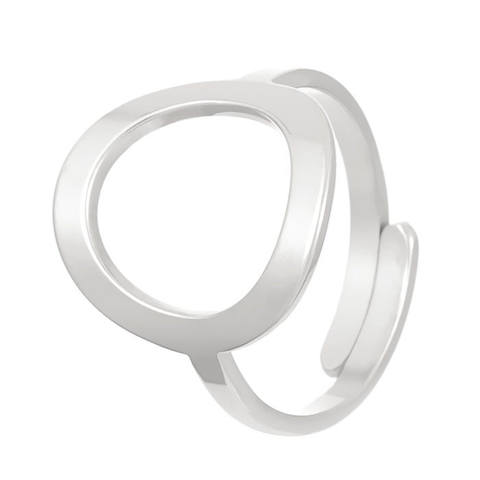 Wholesale Stainless steel ring hollow geometric oval opening ring versatile and simple ring