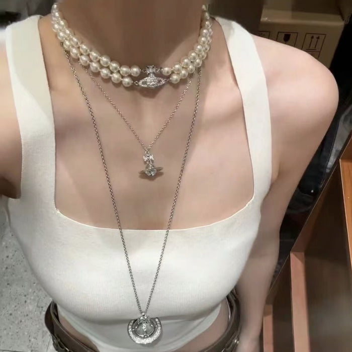 Wholesale Double layer pearl necklace with magnetic attraction