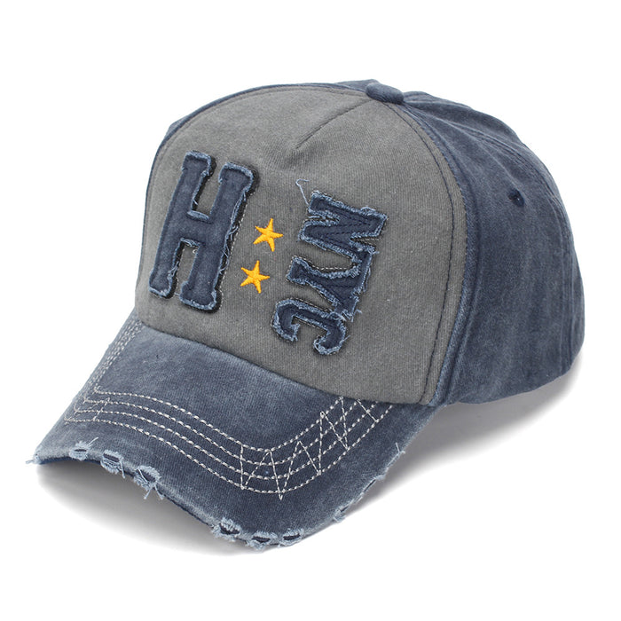 Wholesale Trendy Distressed Baseball Cap with Letter Patch Summer Sun Hat for Resale