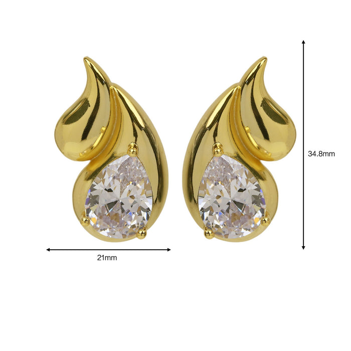 Wholesale  geometry earrings  18K gold large zircon brass water drop earrings