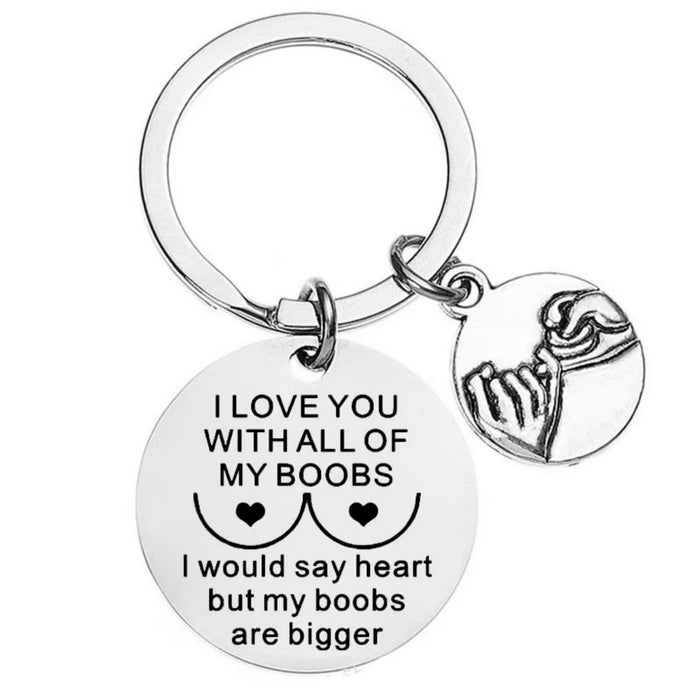 Wholesale Father's Day Mother's Day Round Engraved Stainless Steel Keychain JDC-KC-HuiWen021