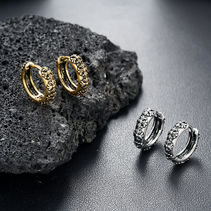 Wholesale Cross earrings, fashionable retro personalized design, patterned ear buckles, women's high-end and versatile earrings