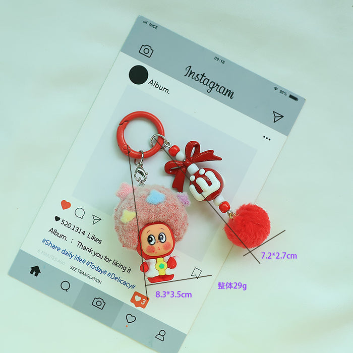 Wholesale Flocked Apple Star Cute Small Pendant Cute Silicone Doll Keychain