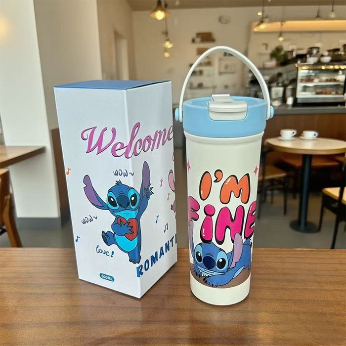 Wholesale Cartoon Thermos Cup Stainless Steel Coffee Cup Large-Capacity Straw Water Cup Fruit Tea Cup