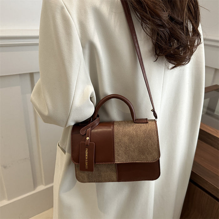 Wholesale Fashion splicing texture handbag, commuting shoulder crossbody bag, small square bag