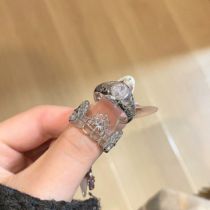 Wholesale Hollow flower ring with versatile design, light luxury and high-end feel