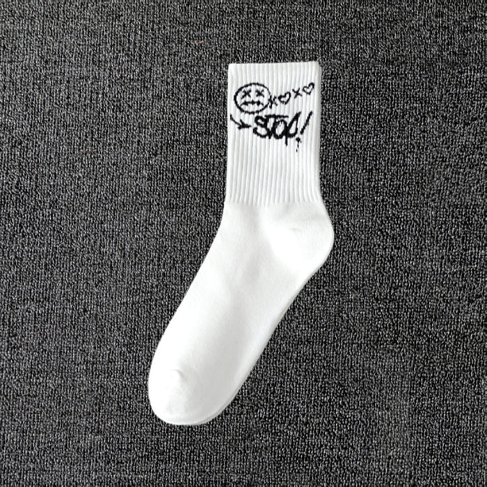 Wholesale men' s deont mid-calf socks black and white cotton socks women' s summer sports basketball socks