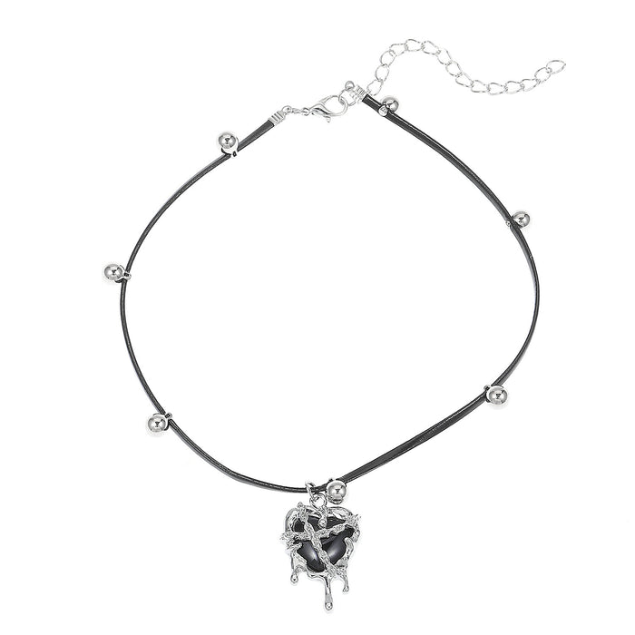 Wholesale Gothic Heart-shaped Pendant Alloy Necklace JDC-NE-MiaoYa006